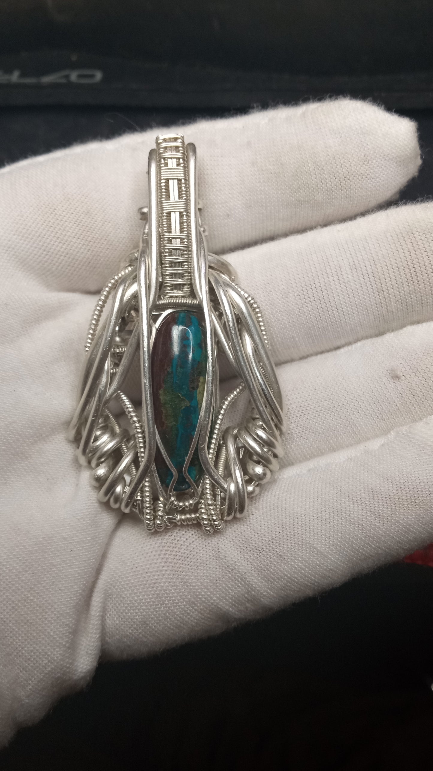 (SOLD) Shattuckite heady style wire wrapped pendant "GIGER DREAMS"
