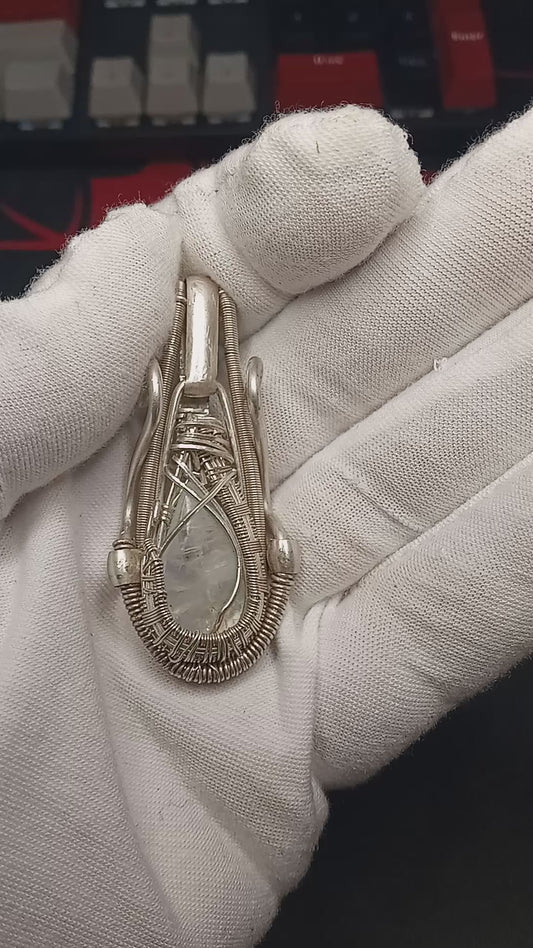Rainbow Moonstone Wire Wrapped Pendant "MUSIC"