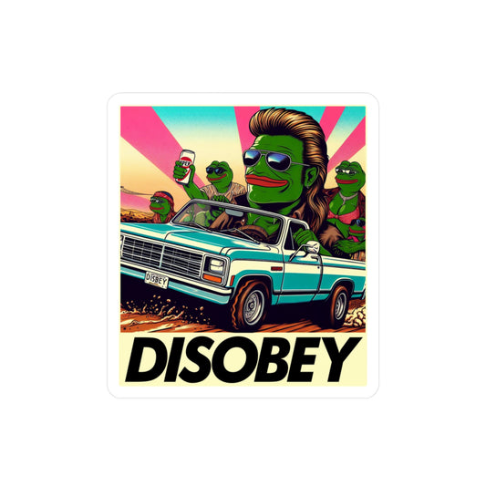 DISOBEY Retro Vinyl LARGE Decal (Road Soda)