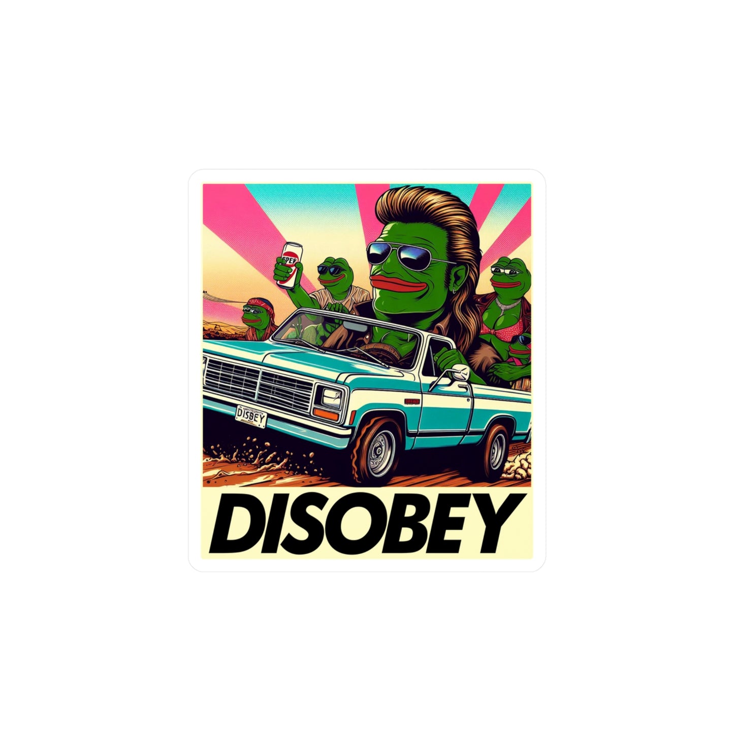 DISOBEY Retro Vinyl LARGE Decal (Road Soda)