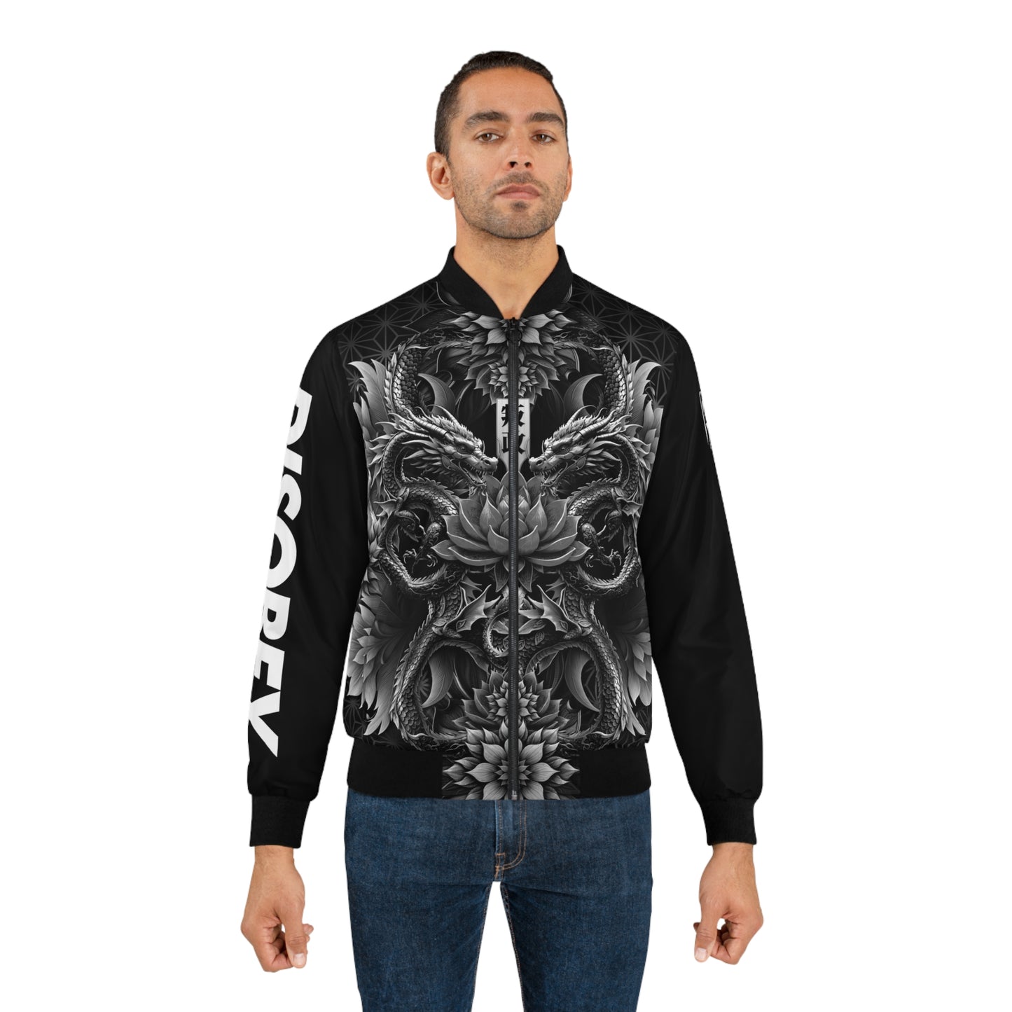 DISOBEY Men's Bomber Jacket (LOTUSFACE 2025 Black)