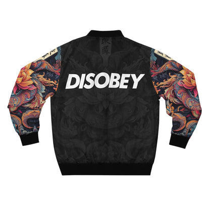 DISOBEY Men's Bomber Jacket (LOTUSFACE BLACK)