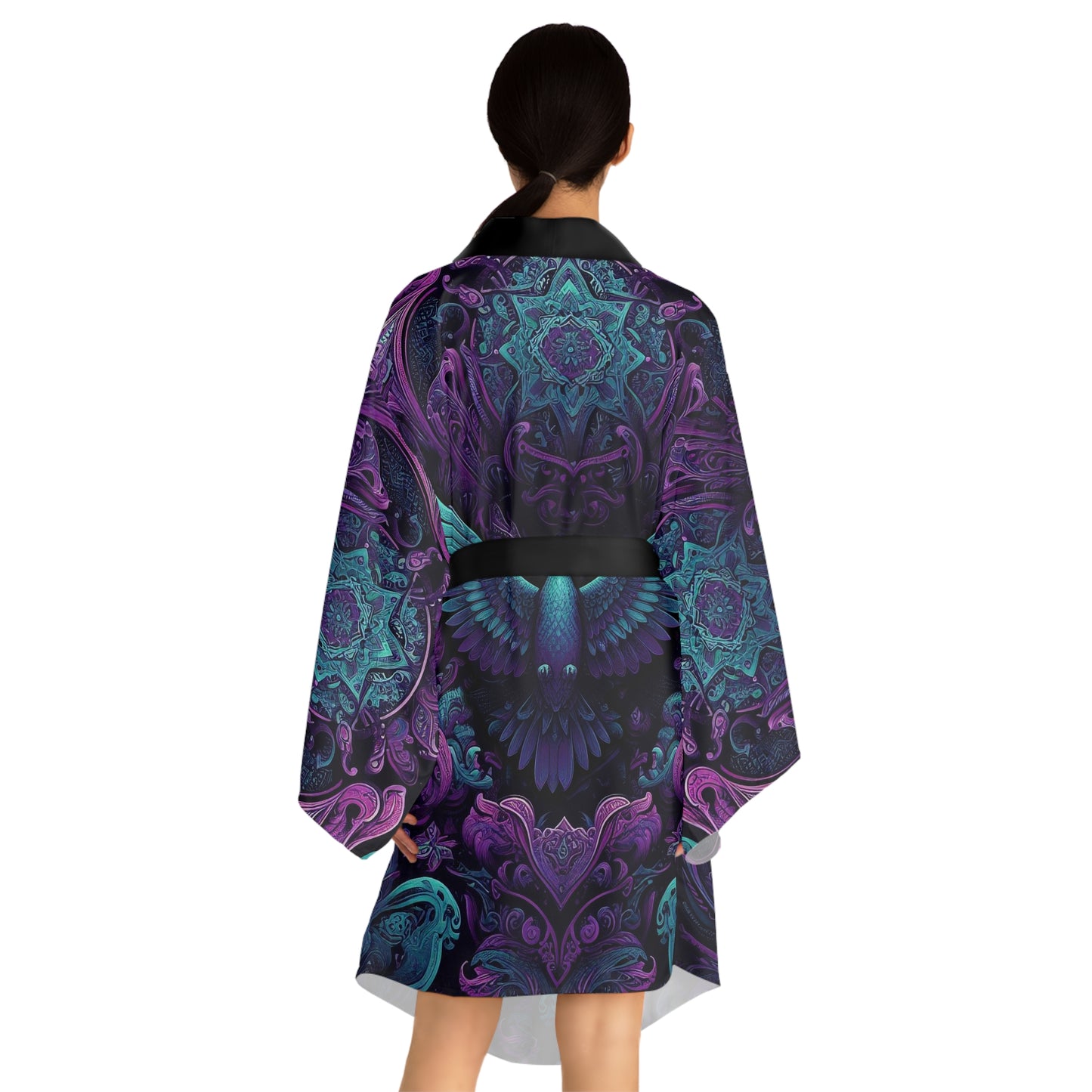 Long Sleeve Kimono Robe (PURPLE PIGEON)