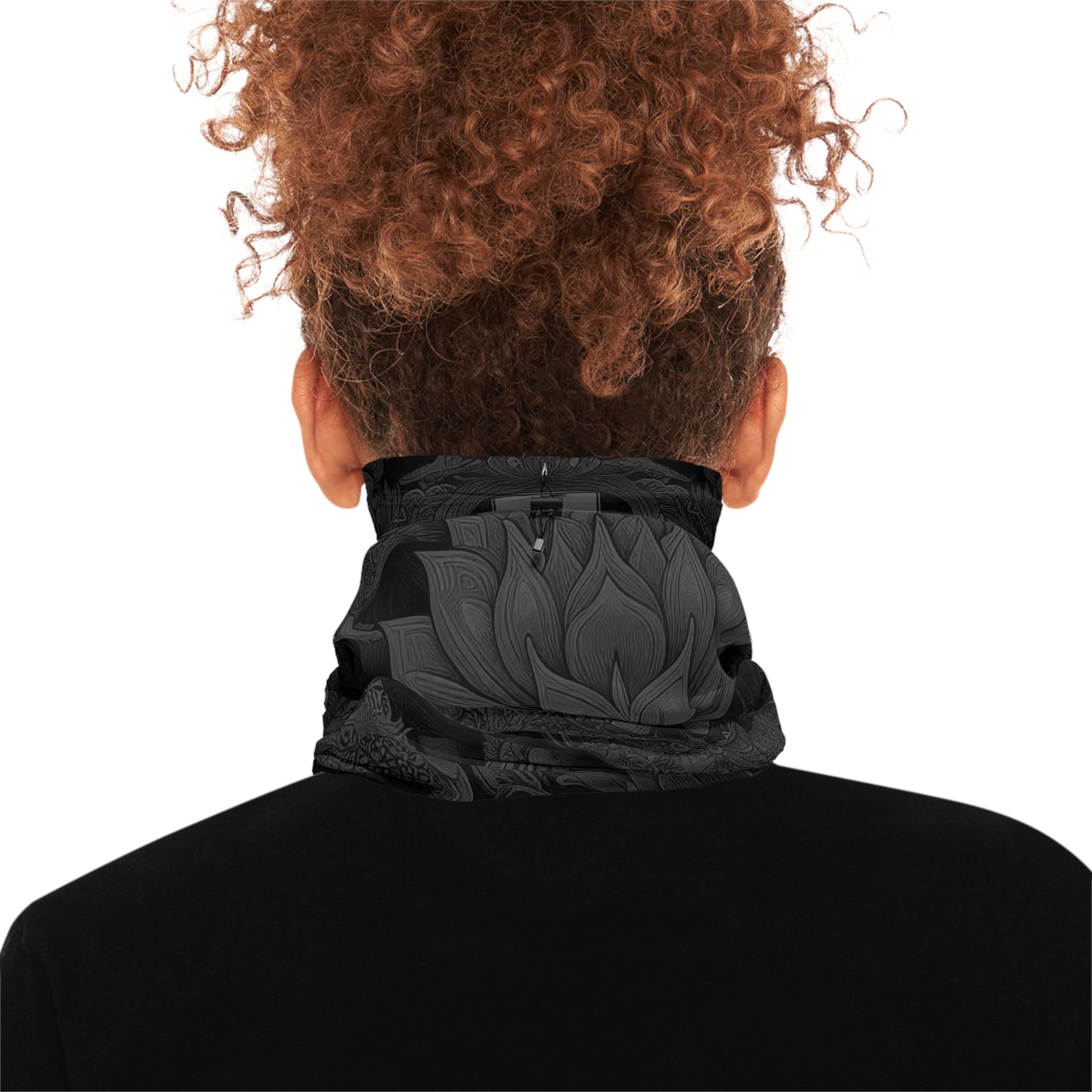 Winter Neck Gaiter W/ Drawstring - LOTUSFACE BLACK