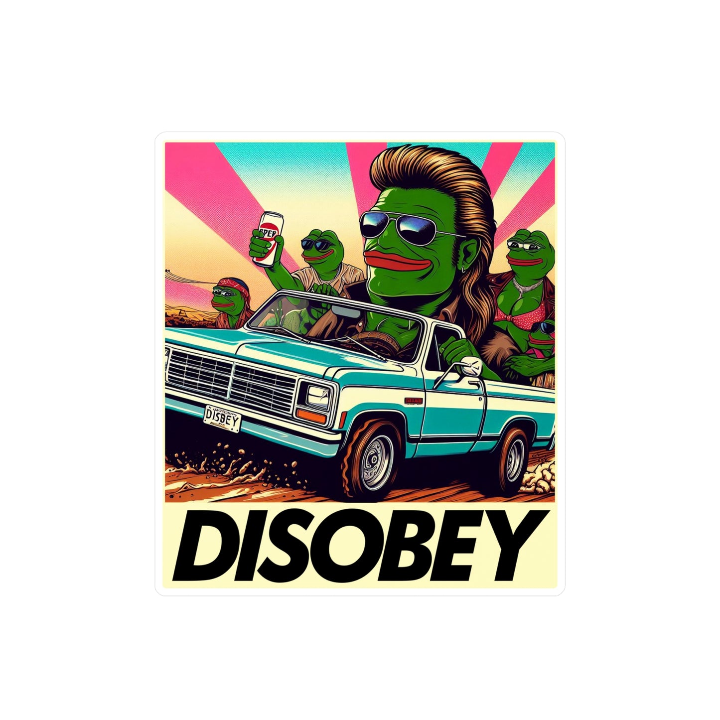 DISOBEY Retro Vinyl LARGE Decal (Road Soda)