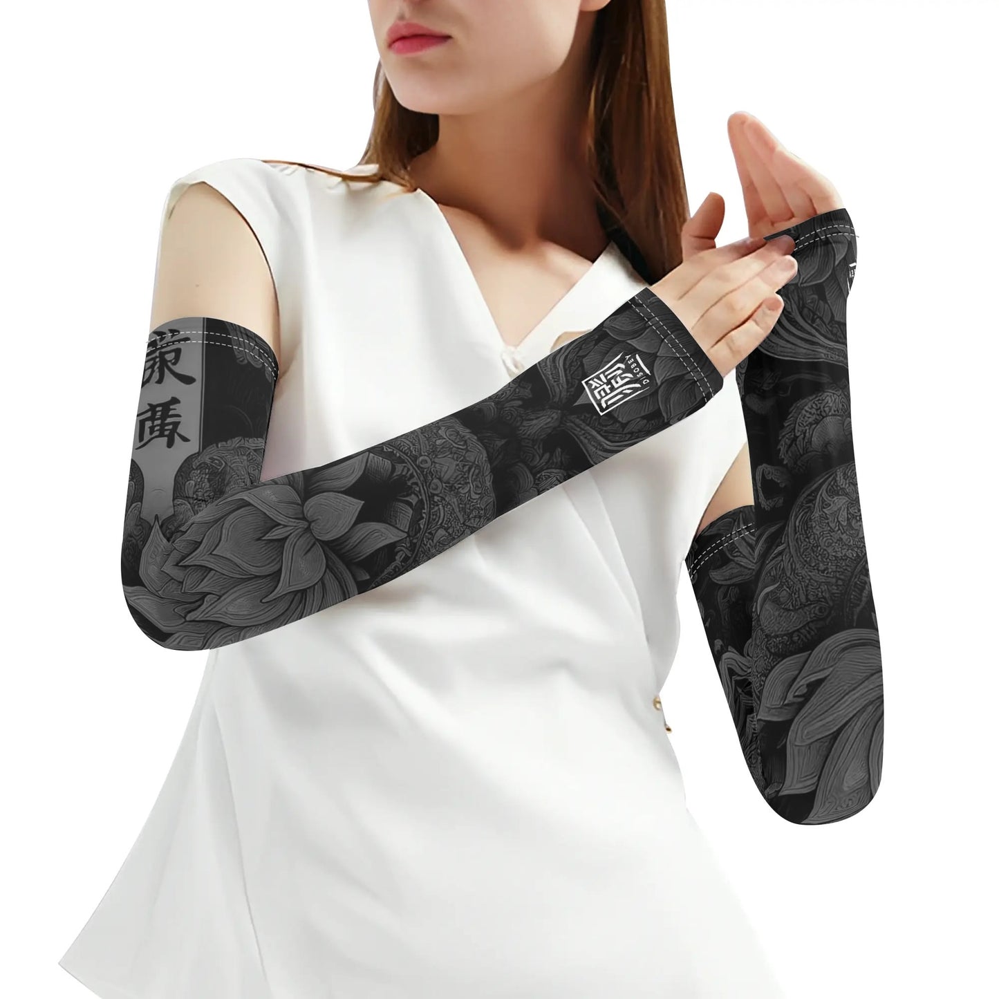 LOTUSFACE BLACK Cooling UV Protective Festival Arm Sleeves