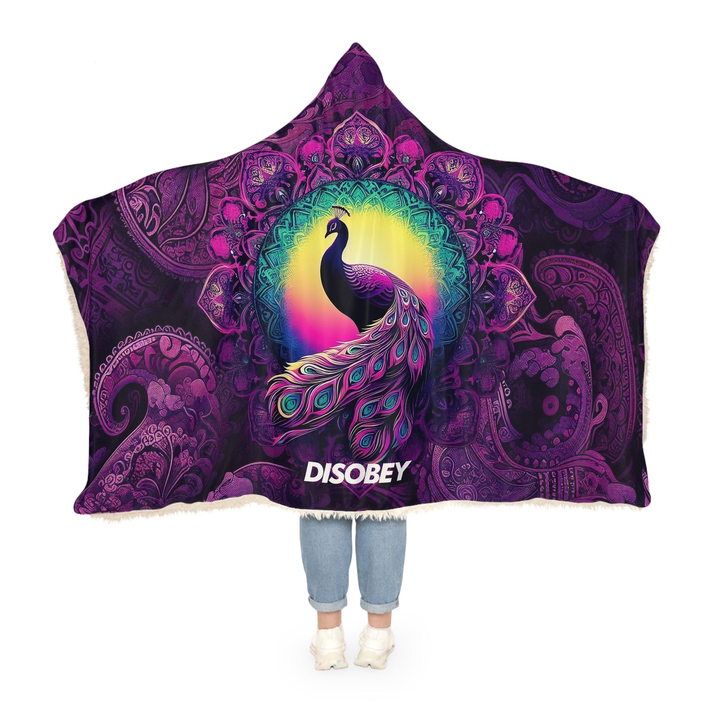 Hooded Snuggle Blanket - PURPLE PEACOCK PAISLEY