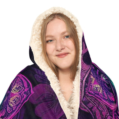 Hooded Snuggle Blanket - PURPLE PEACOCK PAISLEY