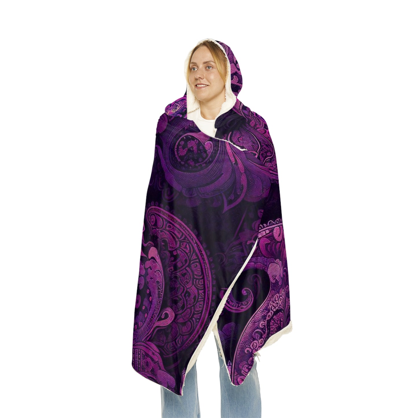 Hooded Snuggle Blanket - PURPLE PEACOCK PAISLEY