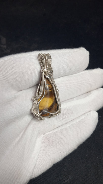 (SOLD) Tigers Eye Wire Wrap Pendant "TIGER POTION"