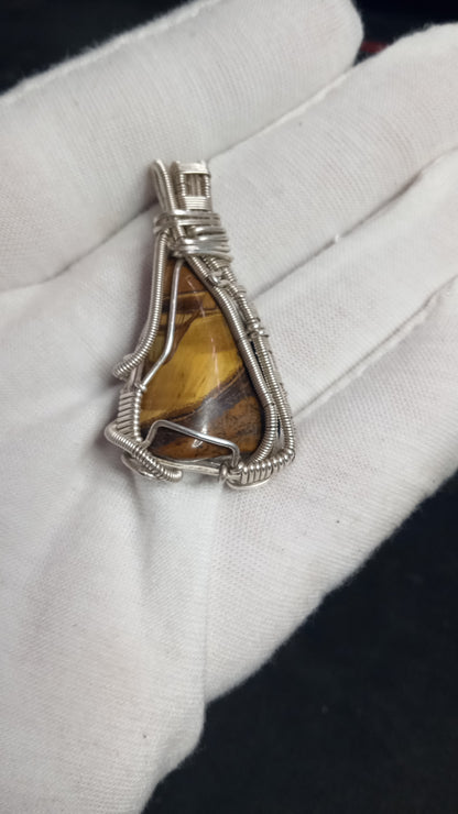 (SOLD) Tigers Eye Wire Wrap Pendant "TIGER POTION"