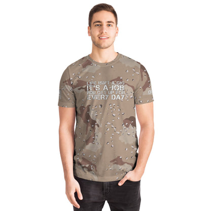 DISOBEY Camotivational "Life Isn't a Gig" Chocolate Chip Desert Camo Shirt