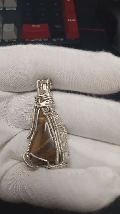 (SOLD) Tigers Eye Wire Wrap Pendant "TIGER POTION"